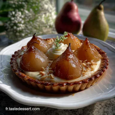 Tarte Bourdaloue Llgance des Poires sur: Cr&egrave;me Amande Onctueuse Fiche recette