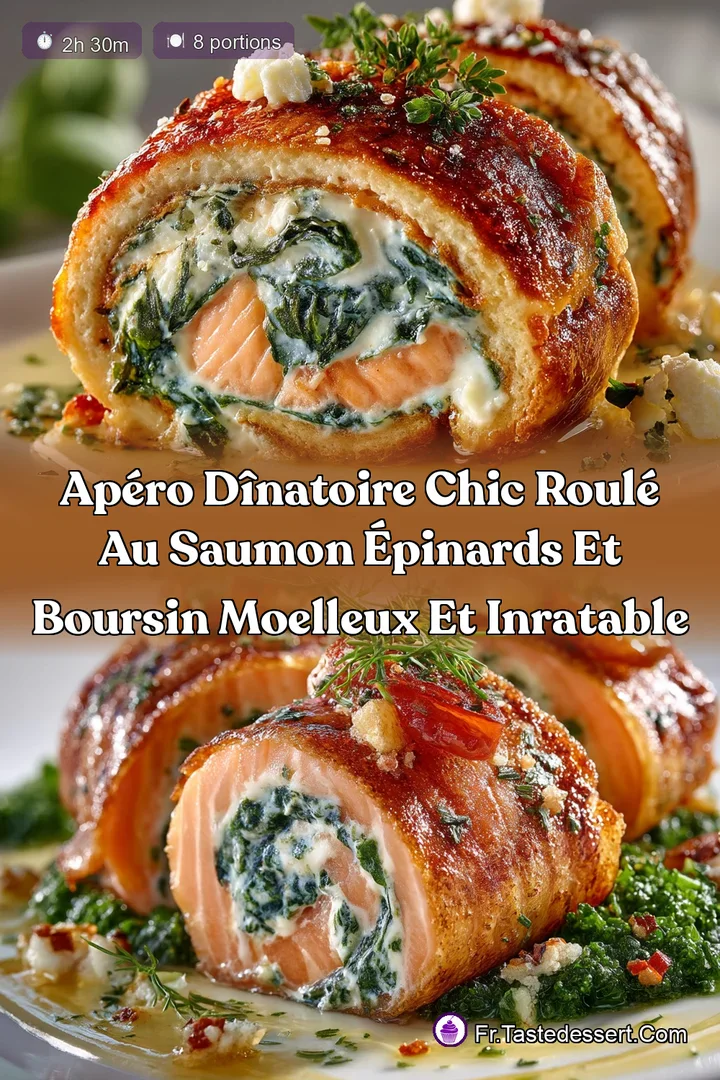Ap&eacute;ro d&icirc;natoire chic Roul&eacute; au saumon &eacute;pinards et Boursin moelleux et inratable