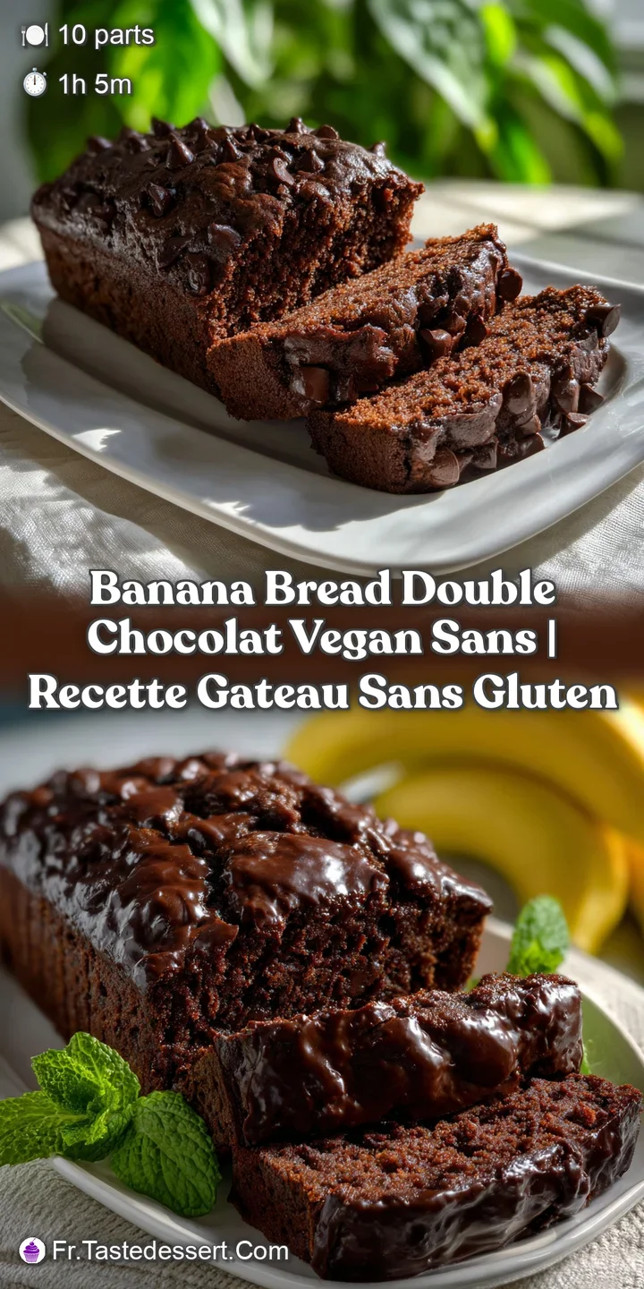 Close-up of a warm, just-baked banana bread slice with melting chocolate, showcasing a soft, tender crumb and rich, dark t...