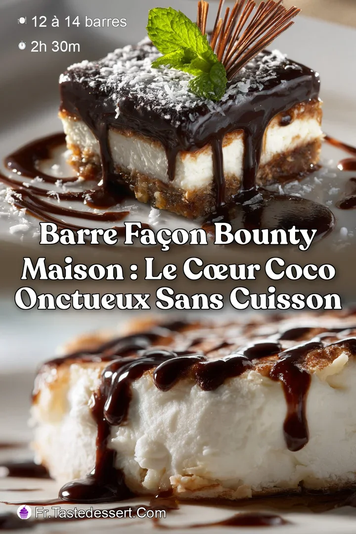 Barre fa&ccedil;on Bounty maison : Le c&oelig;ur coco onctueux sans cuisson