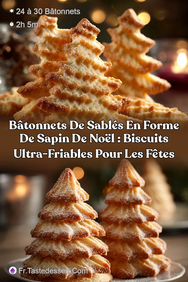 B&acirc;tonnets de sabl&eacute;s en forme de sapin de No&euml;l : Biscuits ultra-friables pour les f&ecirc;tes