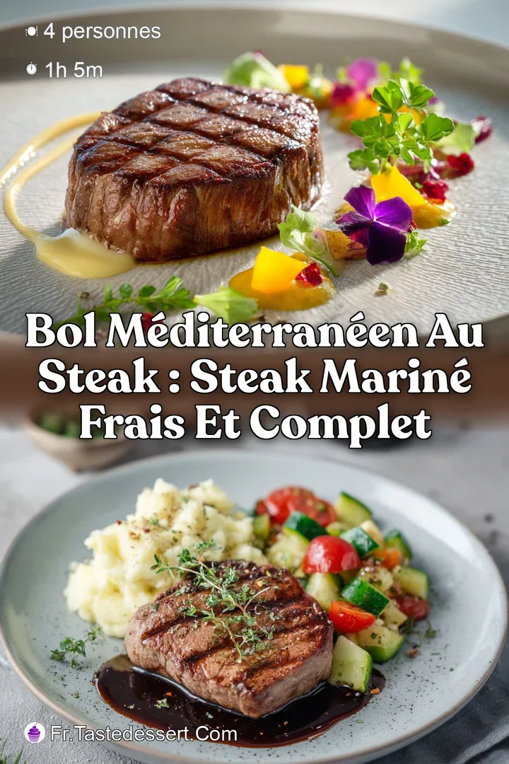 Bol m&eacute;diterran&eacute;en au steak : Steak marin&eacute; frais et complet