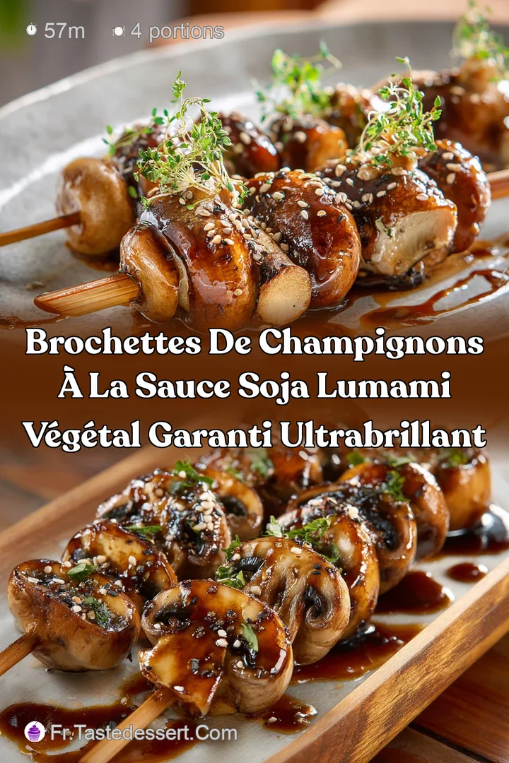 Brochettes de Champignons &agrave; la Sauce Soja LUmami v&eacute;g&eacute;tal garanti ultrabrillant