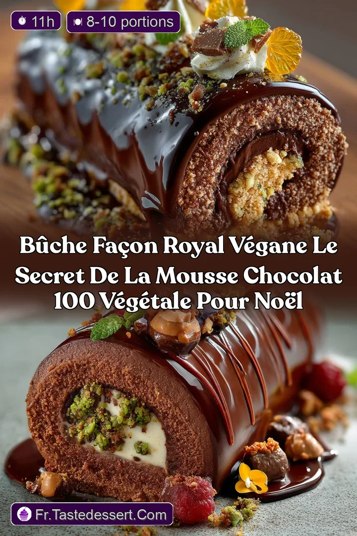 B&ucirc;che Fa&ccedil;on Royal V&eacute;gane Le Secret de la Mousse Chocolat 100 V&eacute;g&eacute;tale pour No&euml;l