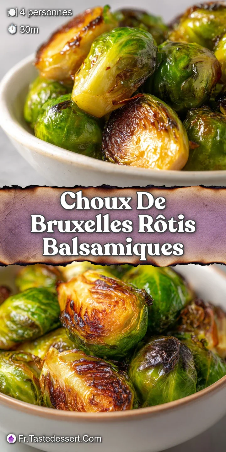 Close-up of tender, slightly charred Brussels sprouts with a sticky, sweet glaze, showcasing the appealing texture and dee...