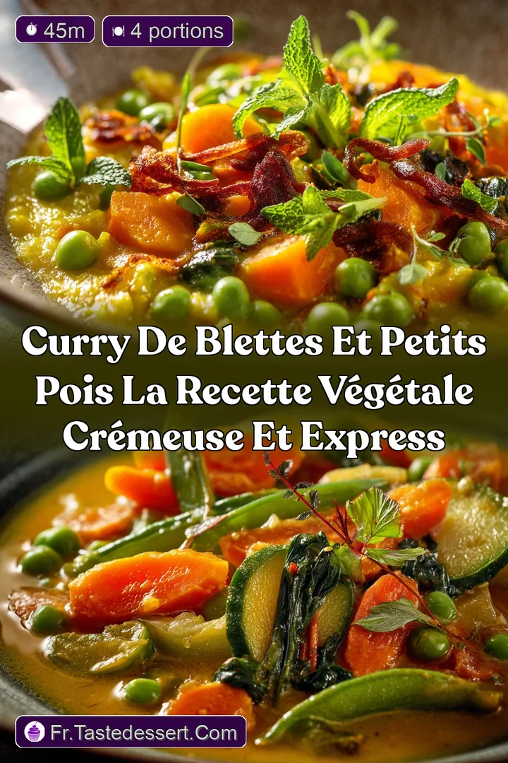 Curry de Blettes et Petits Pois La Recette V&eacute;g&eacute;tale Cr&eacute;meuse et Express
