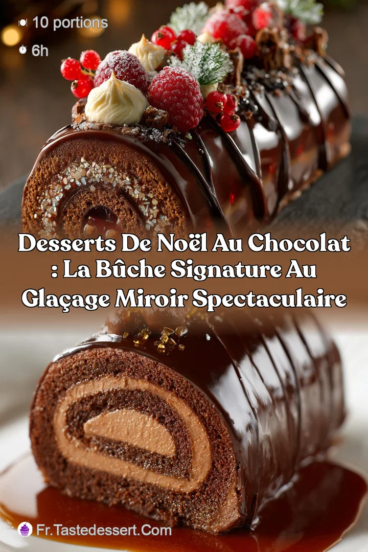 Desserts de No&euml;l au Chocolat : La B&ucirc;che Signature au Gla&ccedil;age Miroir Spectaculaire