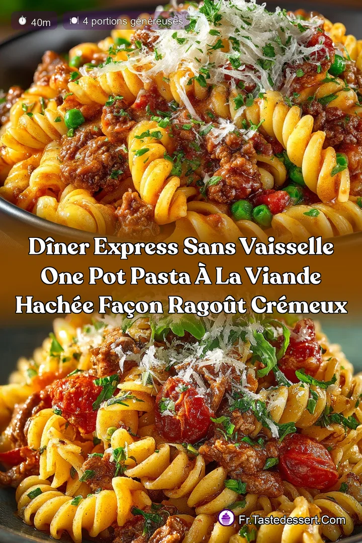 D&icirc;ner express sans vaisselle One Pot Pasta &agrave; la Viande Hach&eacute;e fa&ccedil;on rago&ucirc;t cr&eacute;meux