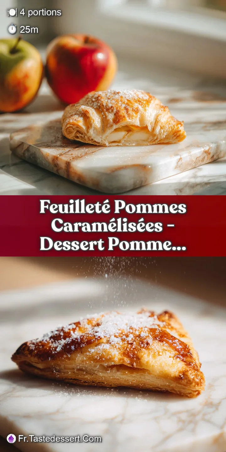 Close-up of a caramelized apple tart, showing glossy sugar, tender fruit, and crisp, golden layers.