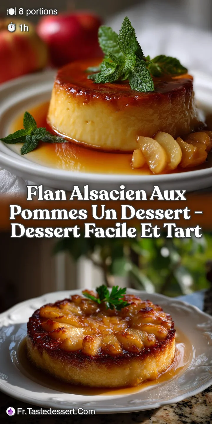 Golden-hued, caramelized apple slices atop a rich custard, baked to a delicate crisp. A rustic dessert with tempting textu...