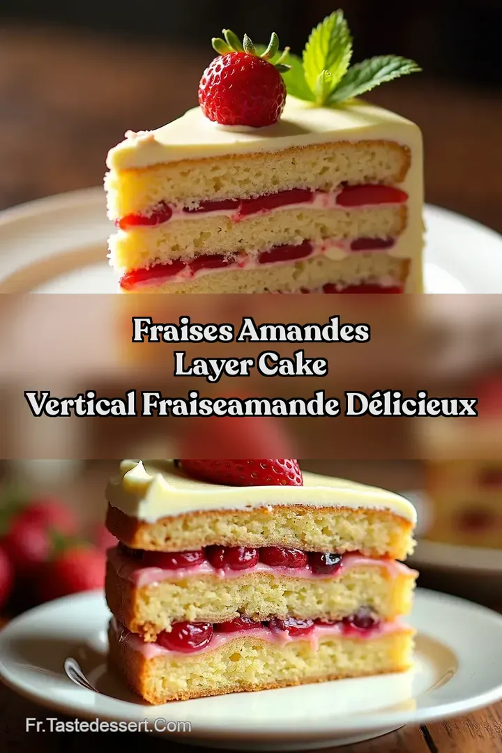 Fraises Amandes Layer Cake Vertical FraiseAmande D&eacute;licieux