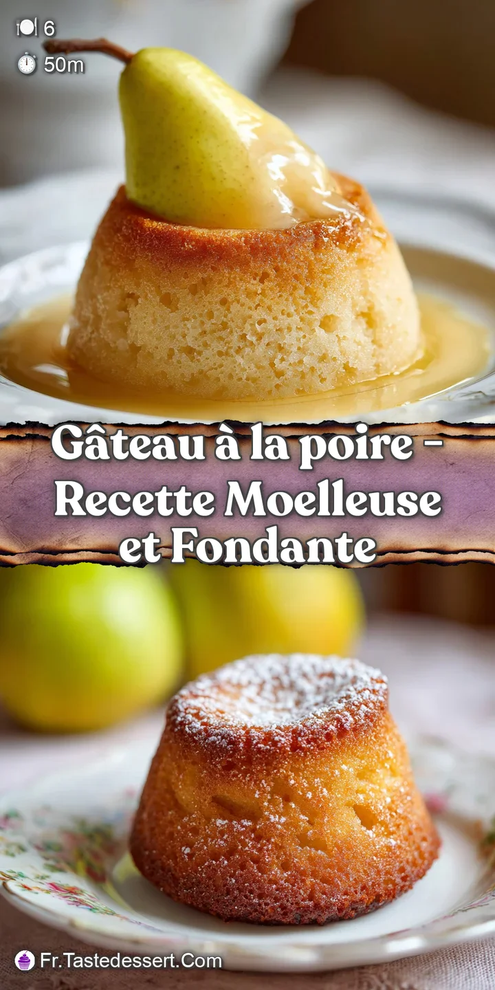 Close-up of a fluffy pear cake with glistening fruit slices and a soft, crumbly texture.