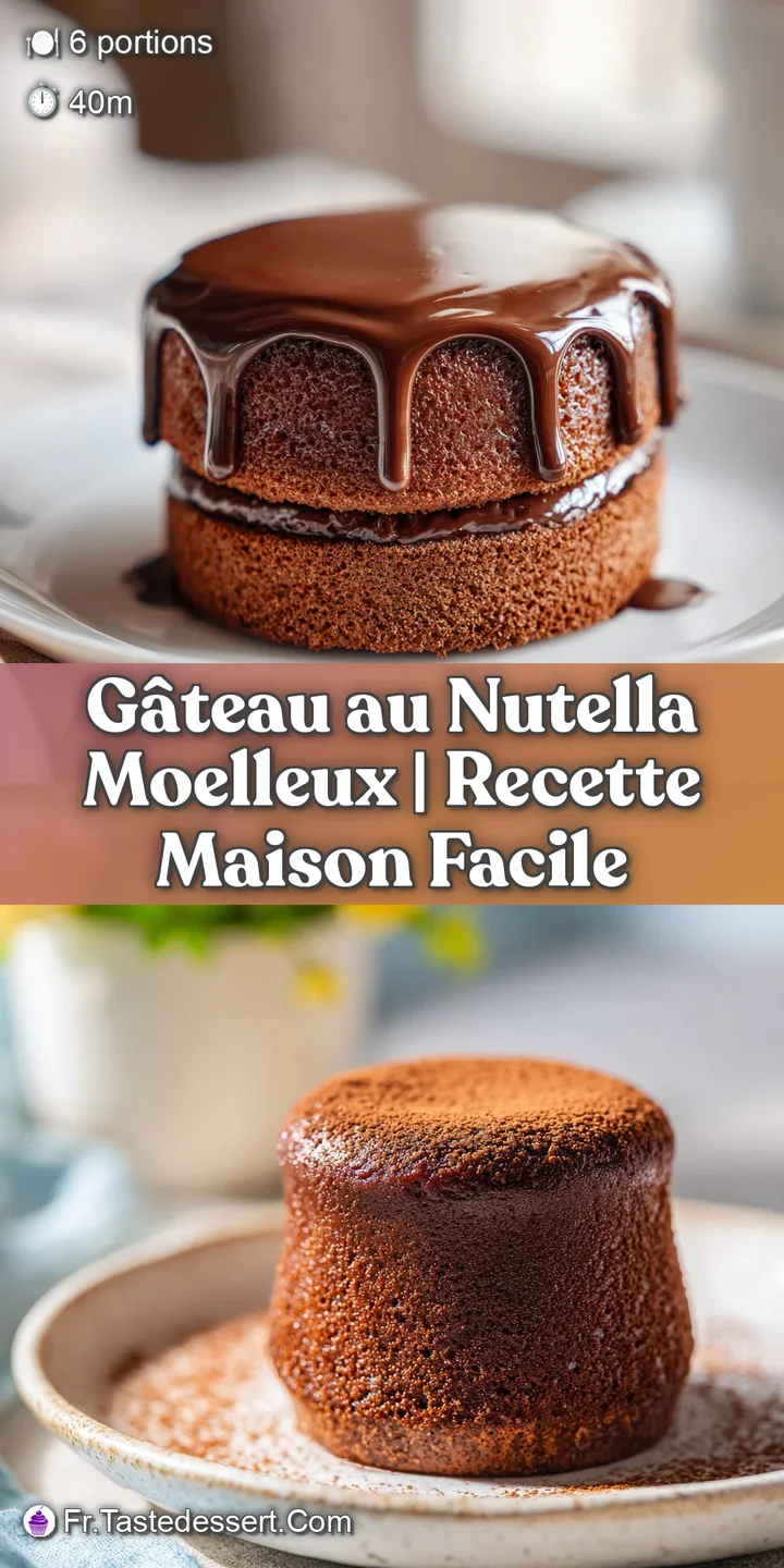 Close-up of gooey melted Nutella oozing from a fork-tender chocolate cake slice.