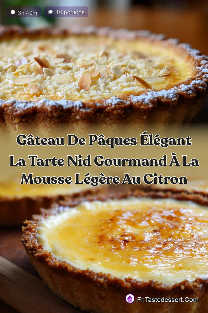 G&acirc;teau de P&acirc;ques &Eacute;l&eacute;gant La Tarte Nid Gourmand &agrave; la Mousse L&eacute;g&egrave;re au Citron