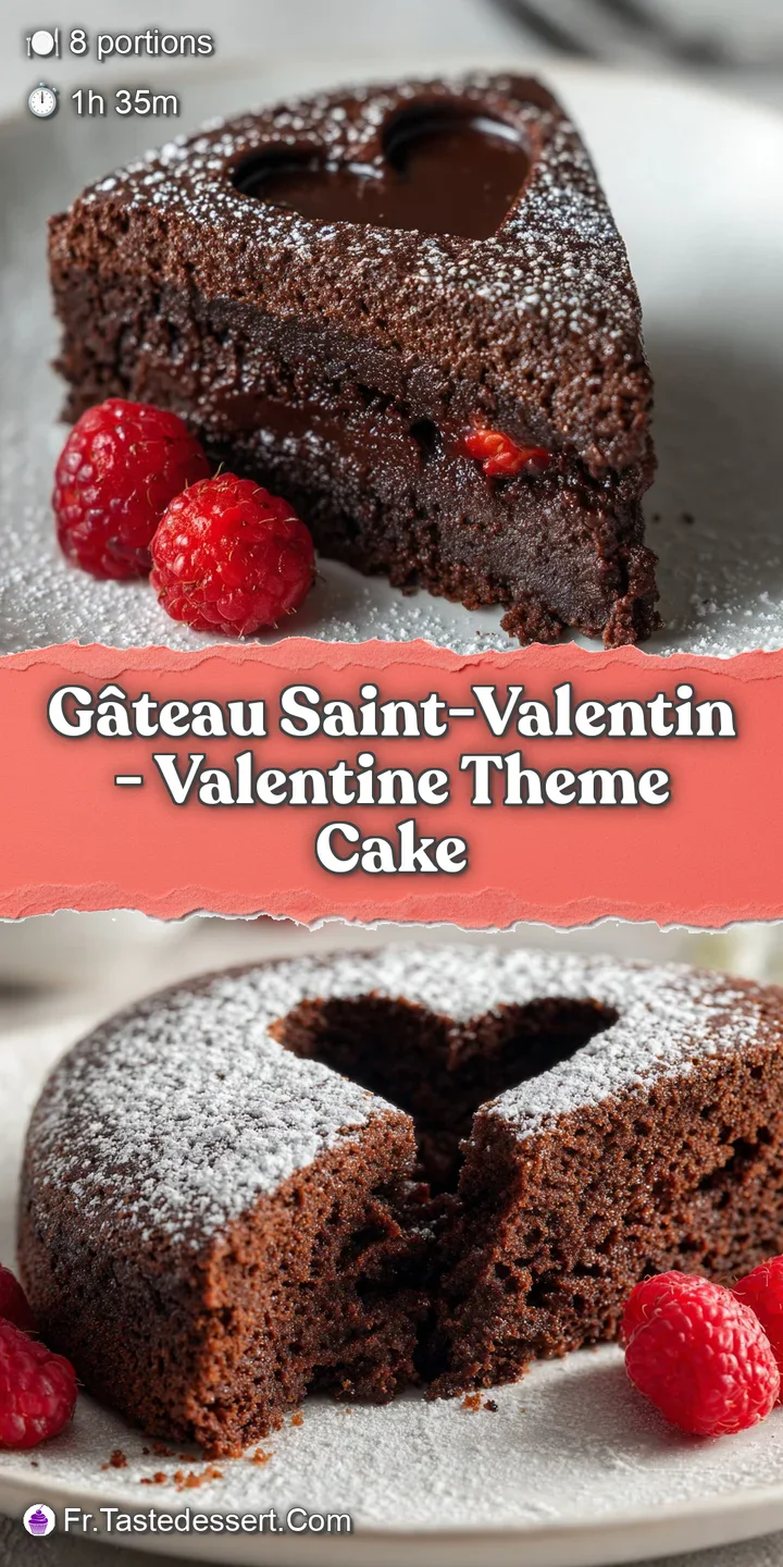 Close-up captures the luscious, deep red color and smooth texture of the cake's ganache, hints of raspberries tantalize th...