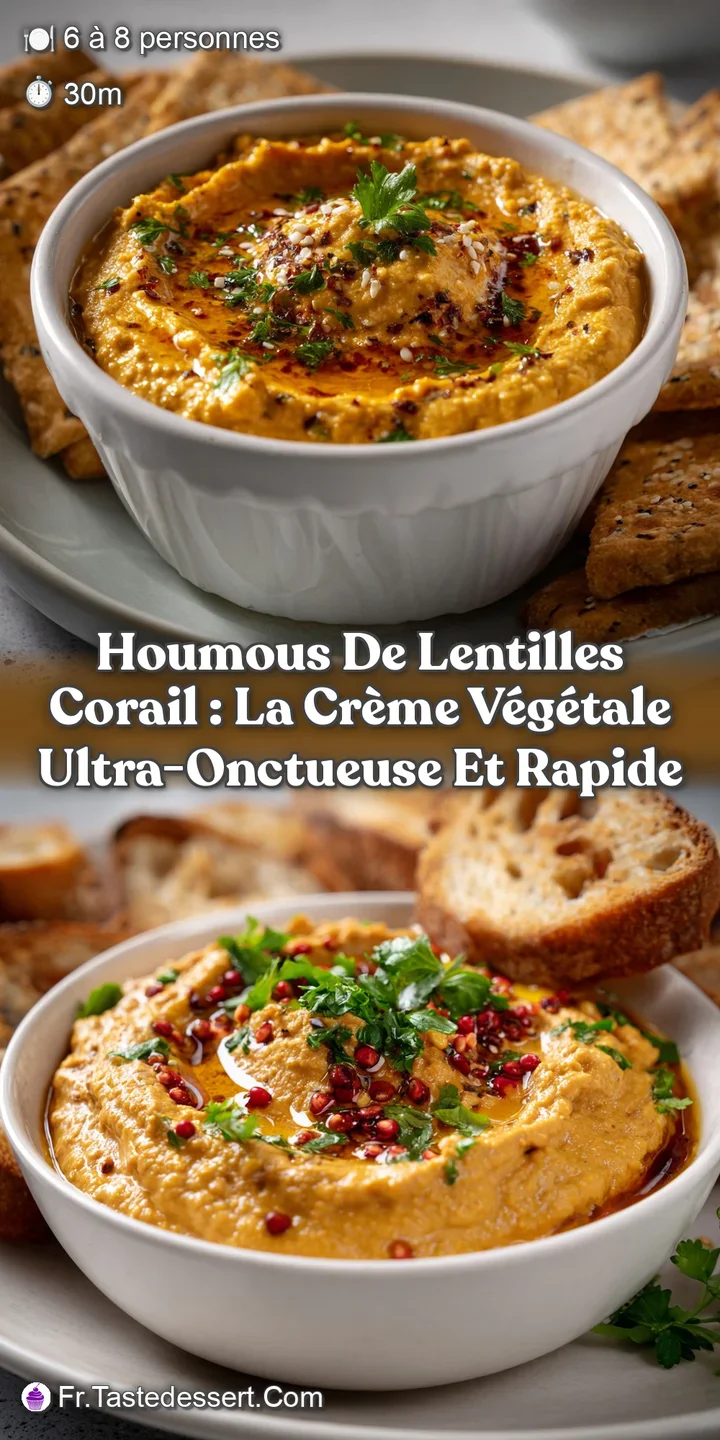Houmous de lentilles corail : La cr&egrave;me v&eacute;g&eacute;tale ultra-onctueuse et rapide