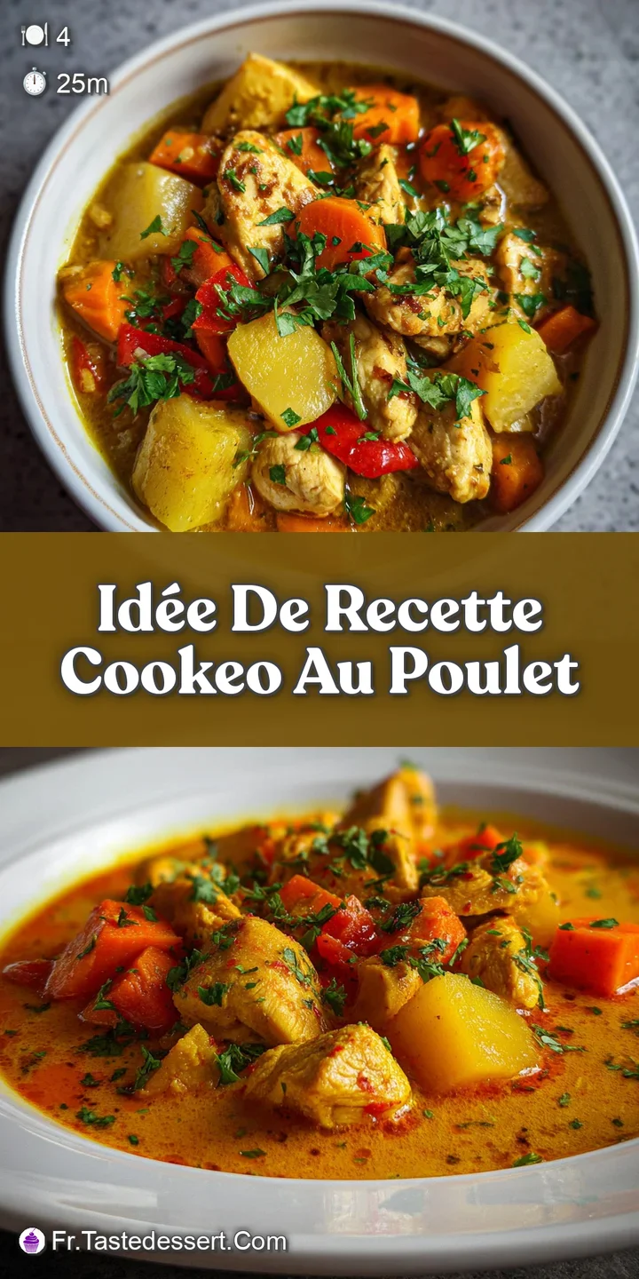 Close-up captures the rich, glossy texture of the curry chicken, highlighting the tender pieces of chicken and vibrant spi...