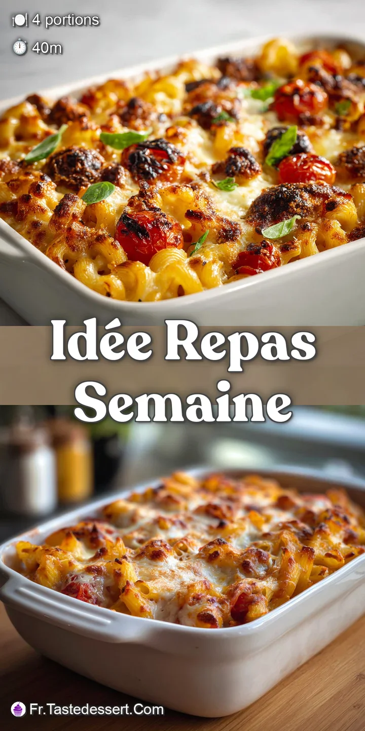 Close-up showcasing the rich, cheesy texture of pasta gratin, creamy sauce slightly browned and bubbling, an invitation to...