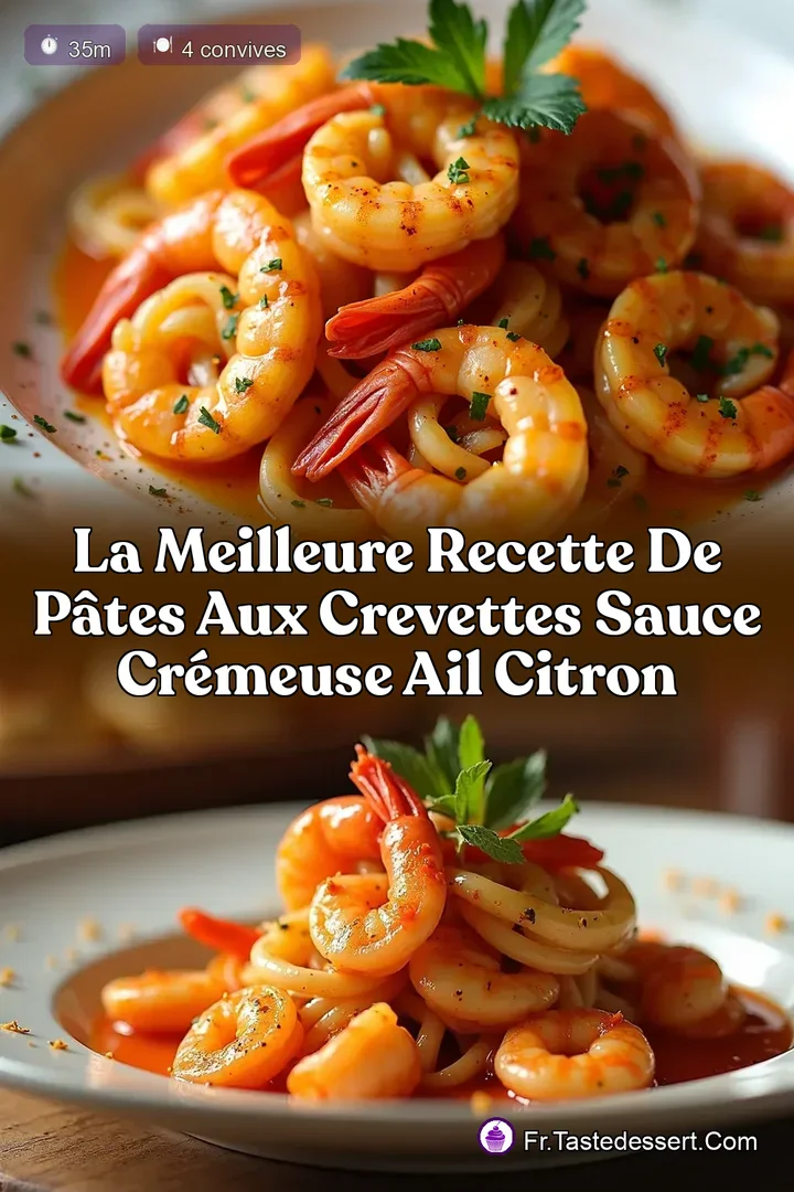La Meilleure Recette de P&acirc;tes aux Crevettes Sauce Cr&eacute;meuse Ail Citron