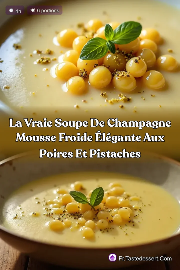 La Vraie Soupe de Champagne Mousse Froide &Eacute;l&eacute;gante aux Poires et Pistaches