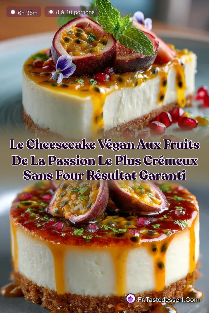Le Cheesecake v&eacute;gan aux fruits de la passion le plus cr&eacute;meux sans four r&eacute;sultat garanti