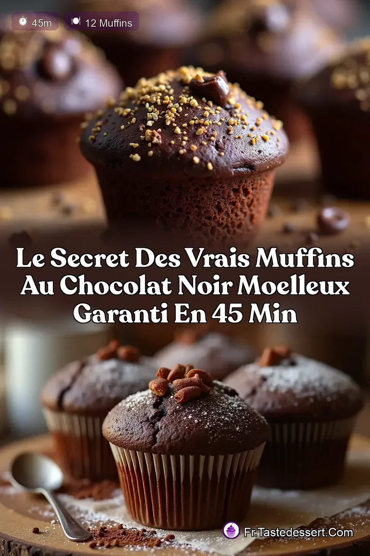 Le secret des vrais Muffins au Chocolat Noir Moelleux garanti en 45 min