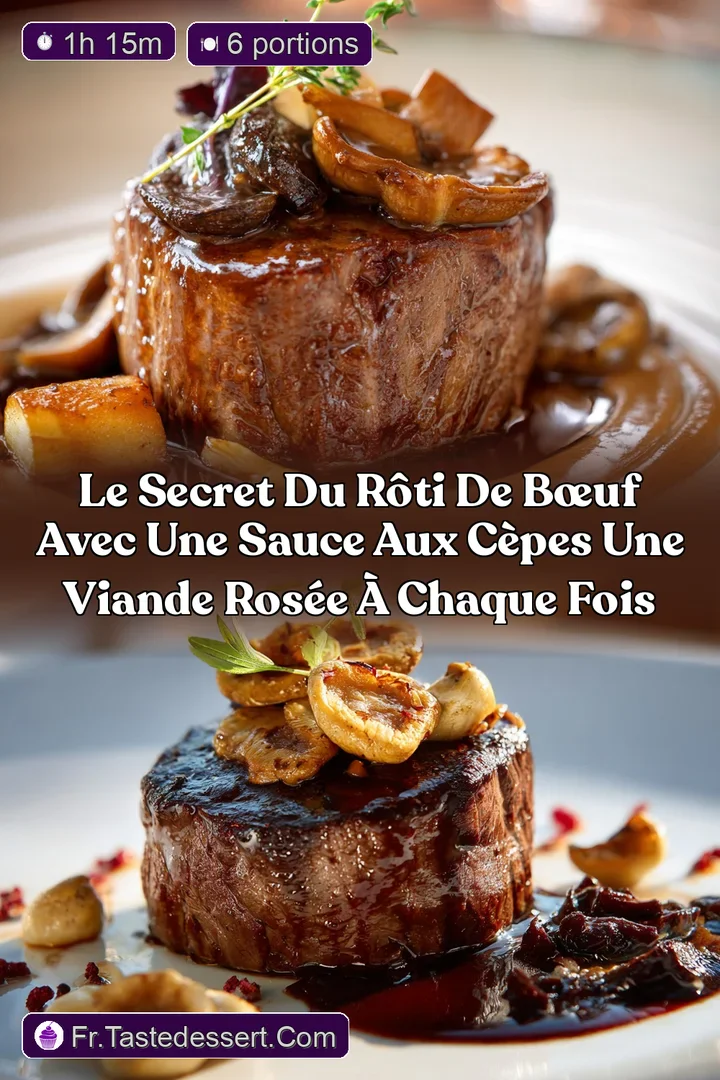 Le secret du r&ocirc;ti de b&oelig;uf avec une sauce aux c&egrave;pes une viande ros&eacute;e &agrave; chaque fois