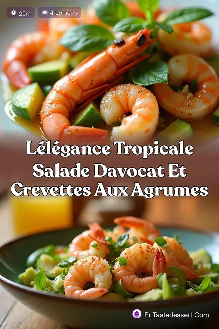 L&Eacute;l&eacute;gance Tropicale Salade dAvocat et Crevettes aux Agrumes