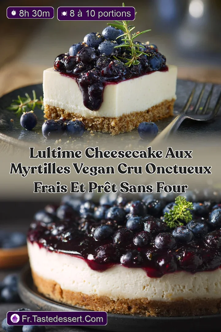 Lultime Cheesecake aux myrtilles vegan cru onctueux frais et pr&ecirc;t sans four