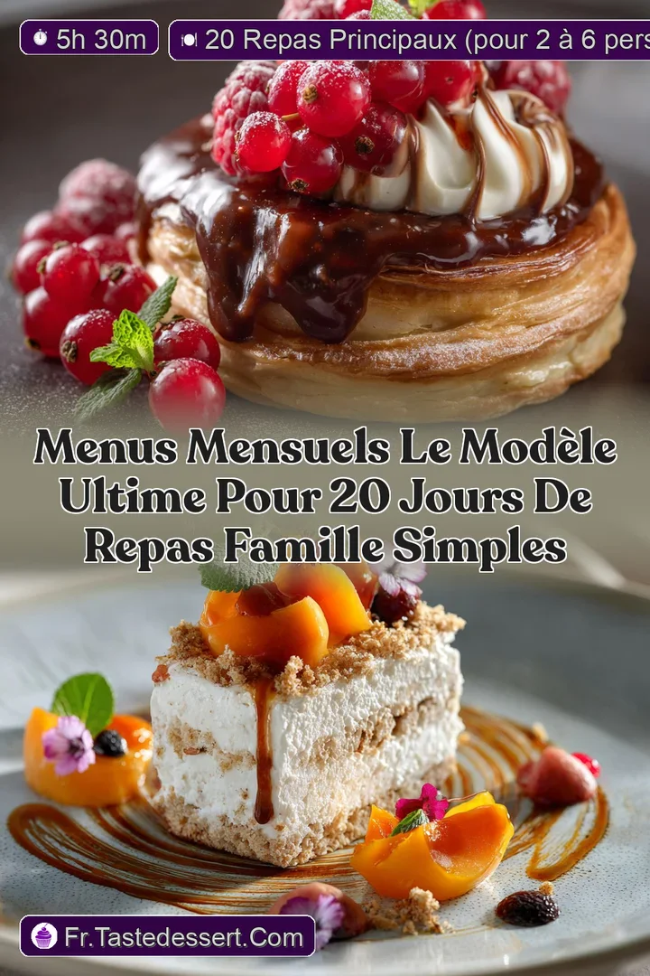 Menus Mensuels Le Mod&egrave;le Ultime pour 20 Jours de Repas Famille Simples