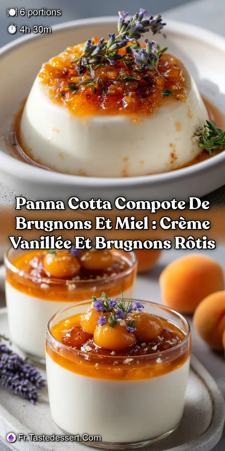 Panna Cotta compote de brugnons et miel : Cr&egrave;me Vanill&eacute;e et Brugnons R&ocirc;tis