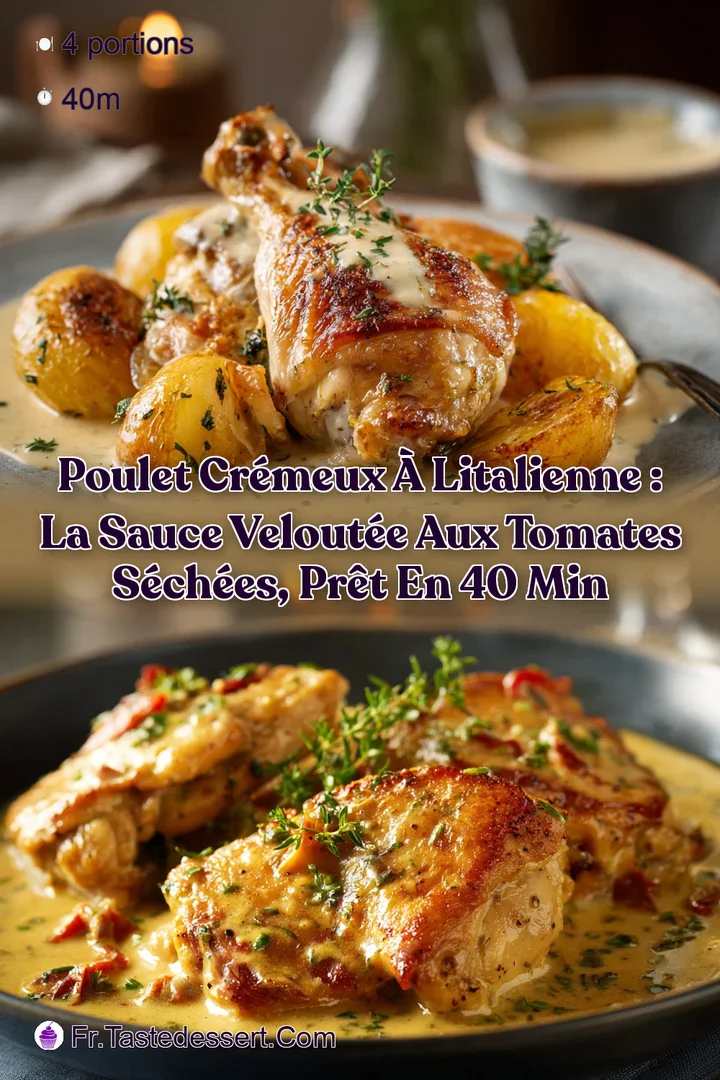 Poulet Cr&eacute;meux &agrave; lItalienne : La sauce velout&eacute;e aux tomates s&eacute;ch&eacute;es pr&ecirc;t en 40 min