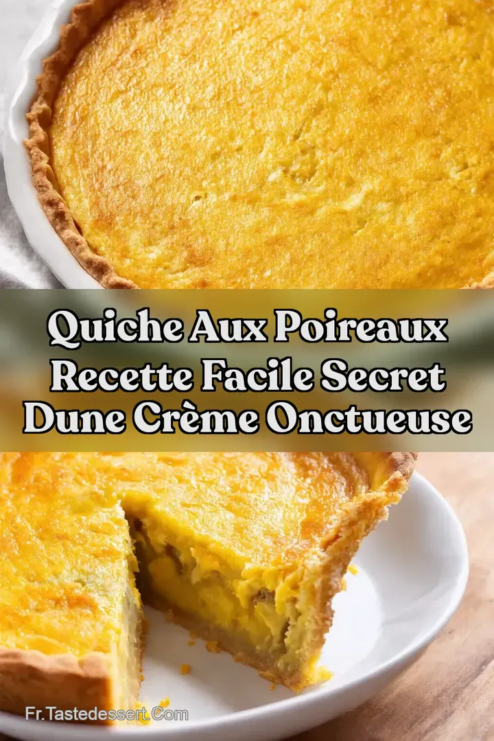 Quiche aux Poireaux Recette facile Secret dune Cr&egrave;me Onctueuse