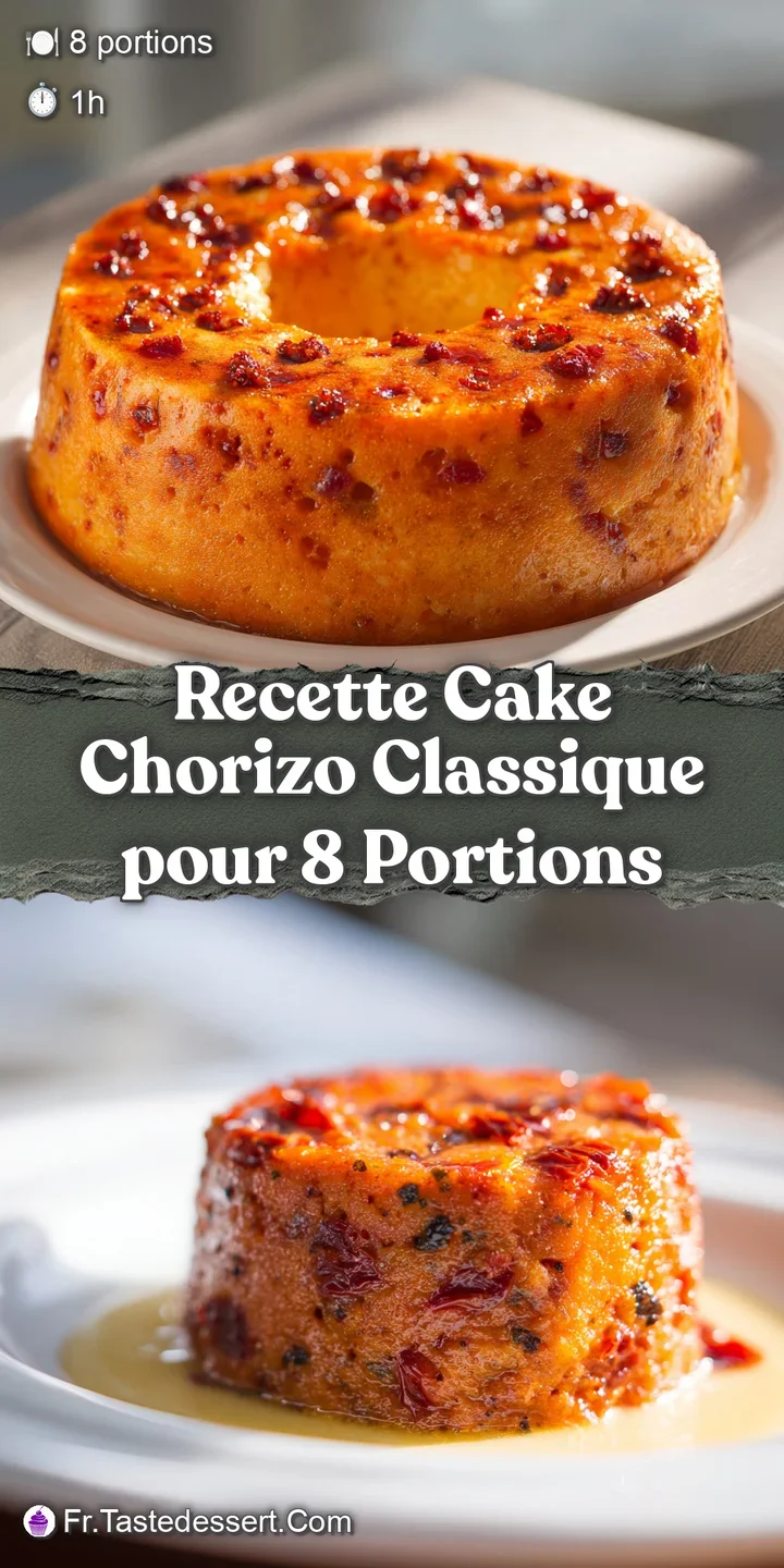 Close-up of warm chorizo cake; steam rises to accentuate the savory aroma and golden-brown crust.