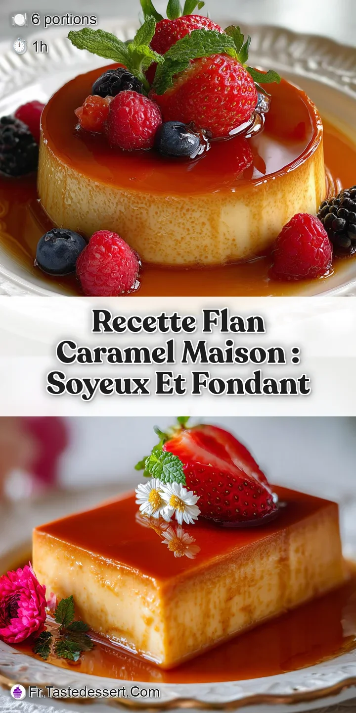 Close-up of caramel flan, rich golden color and a tempting wobble. The caramel sauce pools around the base, hinting at a s...