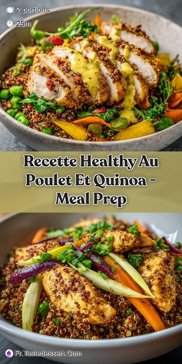 Close-up of glistening quinoa and juicy chicken pieces, hinting at savory flavors and healthy ingredients.