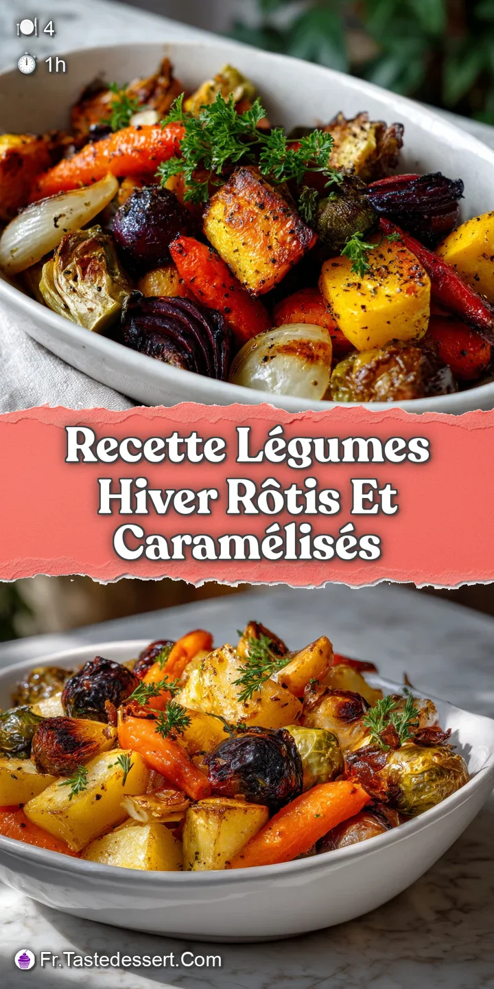 Close-up of glistening roasted vegetables, showing the caramelized texture and hints of herbs and spices clinging to the s...