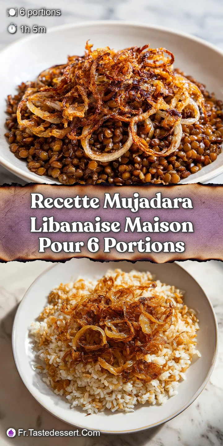 Close-up reveals the soft, yielding texture of lentils and rice amidst the rich, syrupy strands of caramelized onions.
