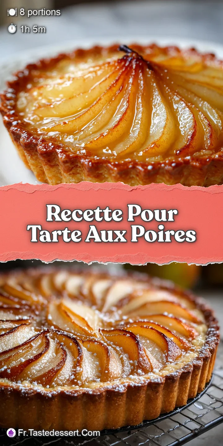 Close-up of a glazed pear tart. See the shimmering fruit, the bubbling of the jam, and the delicate, crisp edges of the pa...