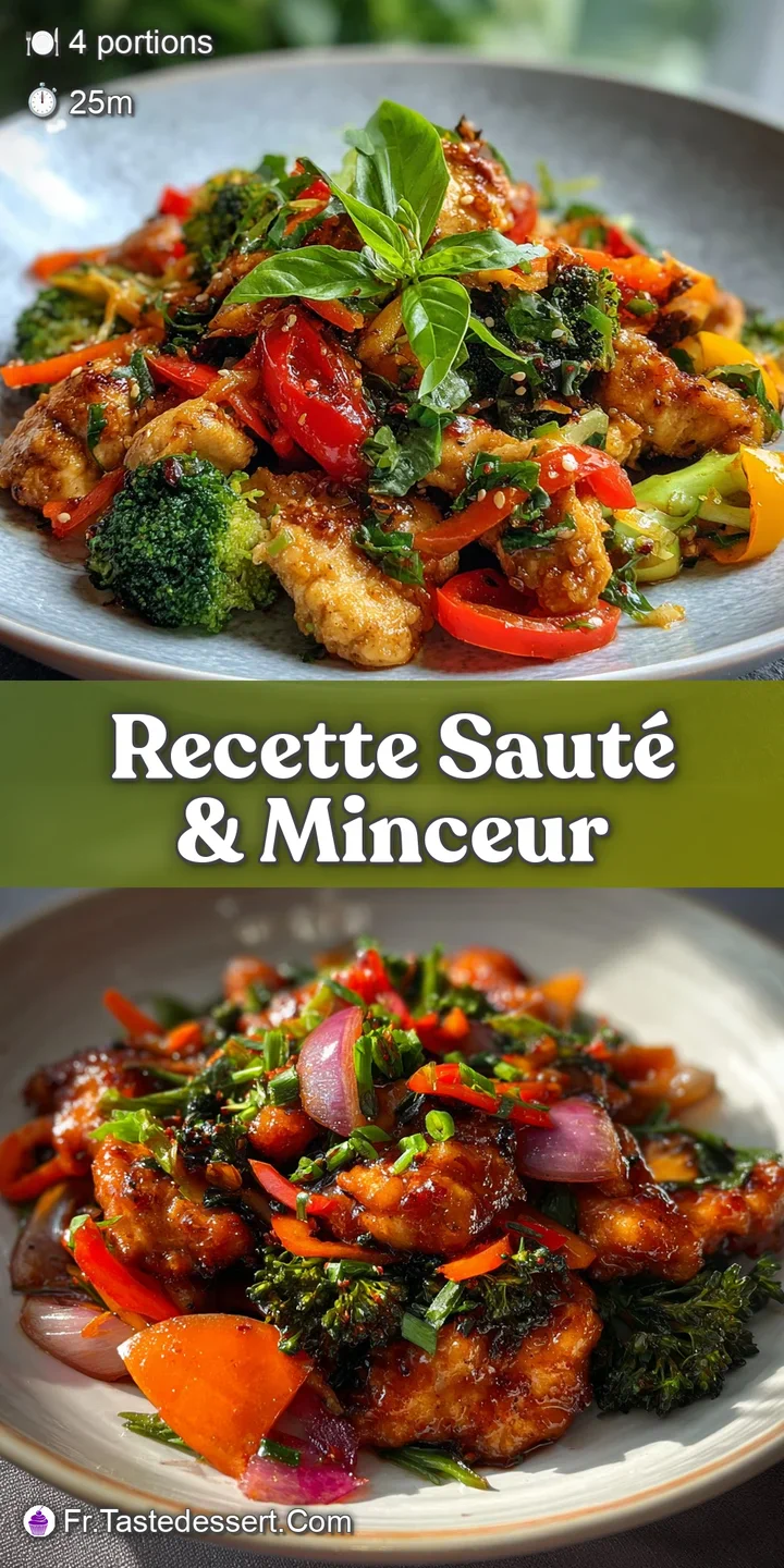 Close-up reveals glistening chicken and vibrant vegetables, showcasing textures and suggesting fresh, flavorful, healthy i...