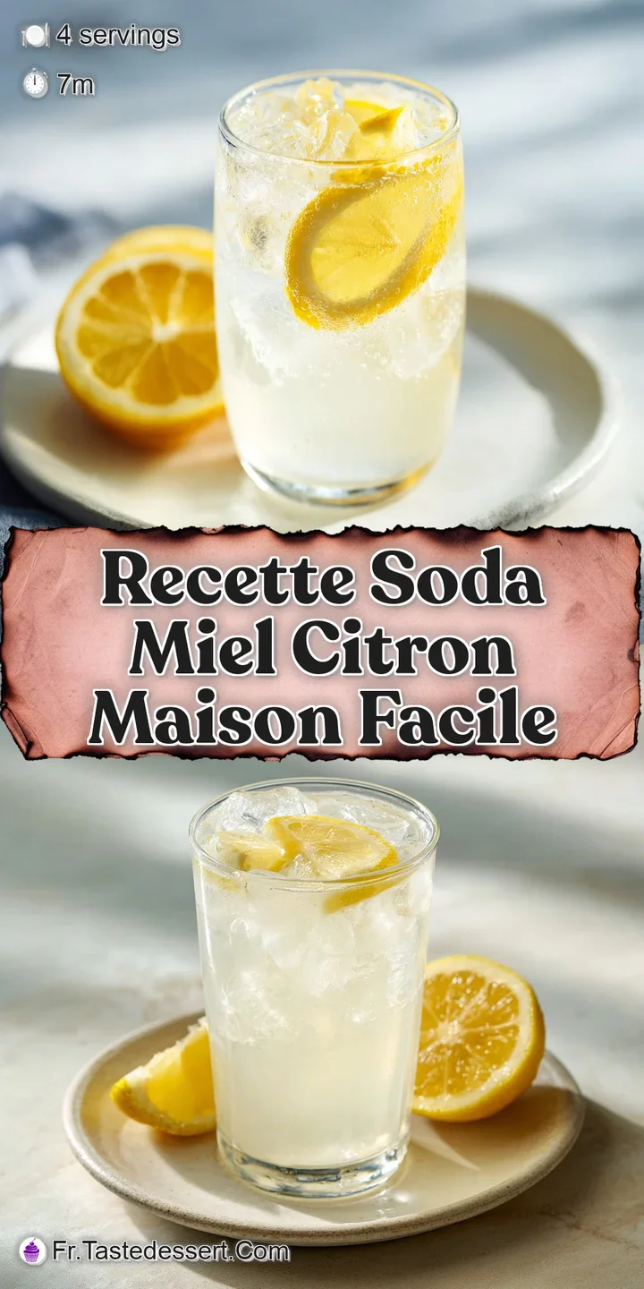 Close-up of bubbly, golden liquid with floating lemon pulp; ice cubes clink in the glass, promising a zesty, thirst-quench...