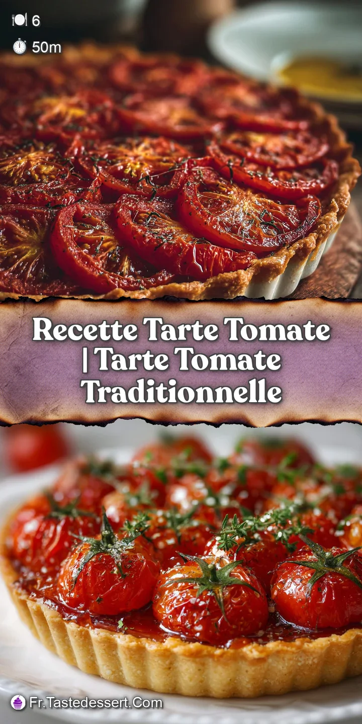 Close-up of the tomato tart, highlighting the blistered, crisp pastry and the glistening, caramelized tomatoes.