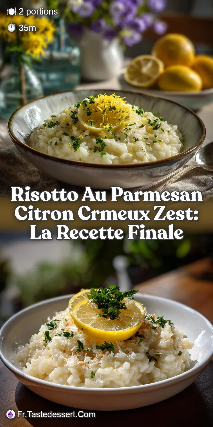 Close-up of bubbling, creamy risotto. The vibrant yellow base is contrasted by delicate green herbs, showcasing the dish's...