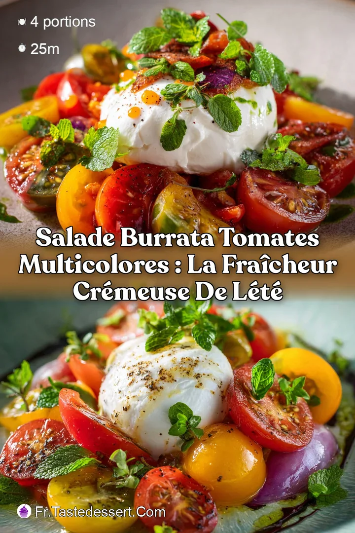 Salade burrata tomates multicolores : la fra&icirc;cheur cr&eacute;meuse de l&eacute;t&eacute;