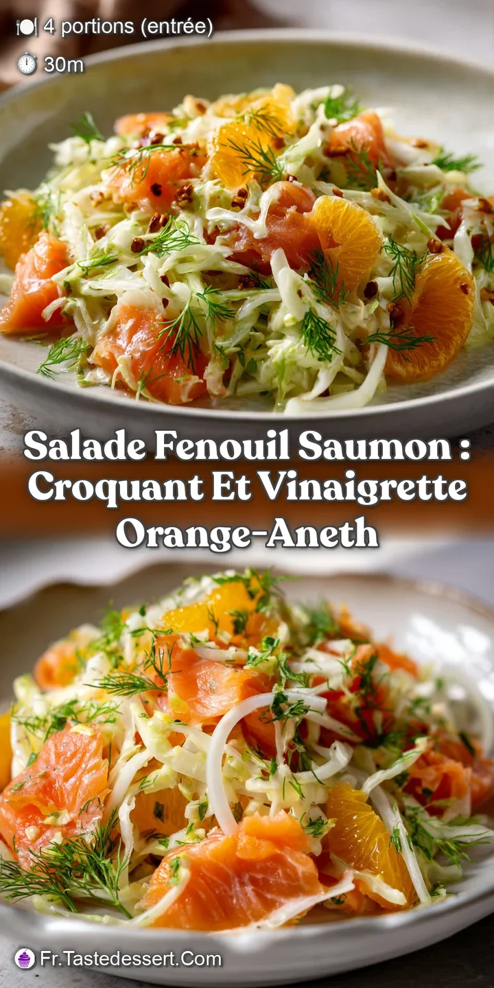 Salade fenouil saumon : Croquant et Vinaigrette Orange-Aneth
