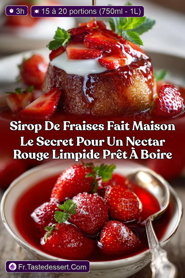 Sirop de fraises fait maison le secret pour un nectar rouge limpide pr&ecirc;t &agrave; boire