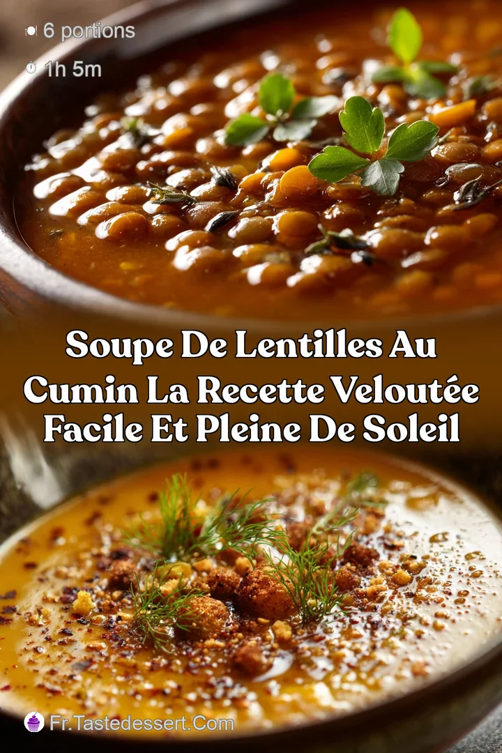 Soupe de Lentilles au Cumin La recette velout&eacute;e facile et pleine de soleil