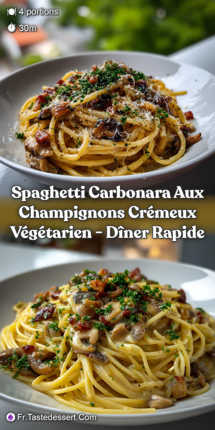 Creamy, ivory-colored pasta coated in rich sauce. Dark mushrooms, scattered herbs, and a dusting of pepper offer color and...