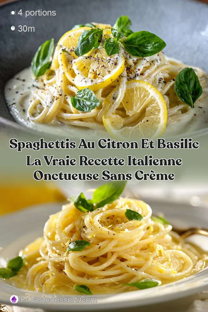 Spaghettis au citron et basilic La vraie recette italienne onctueuse sans cr&egrave;me