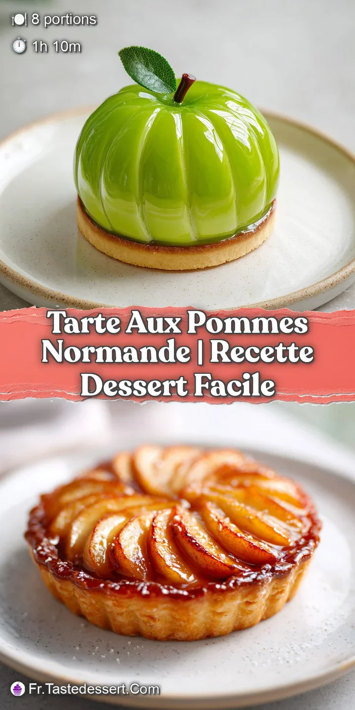 Close-up of a French apple tart, highlighting the tender, slightly browned apples and rich, buttery crust, hinting at a wa...